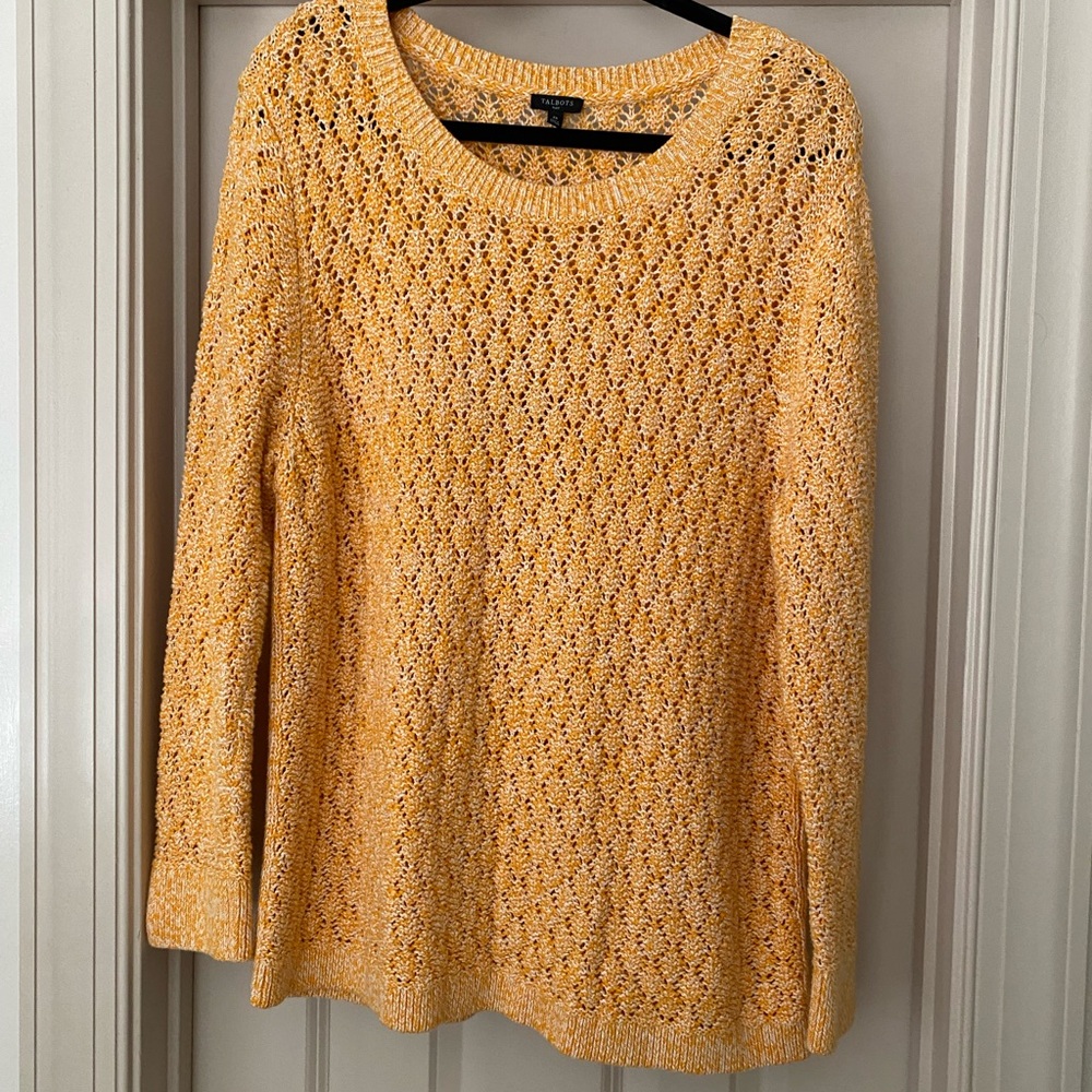 Talbots 2X Cotton Blend Yellow Knit Sweater